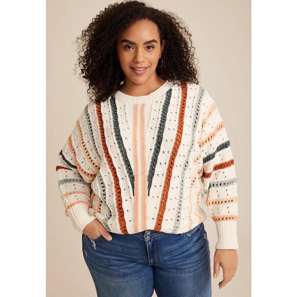 Maurices Chenille Striped Dolman Sweater Size 1X Long Sleeve NWT - Picture 2 of 13